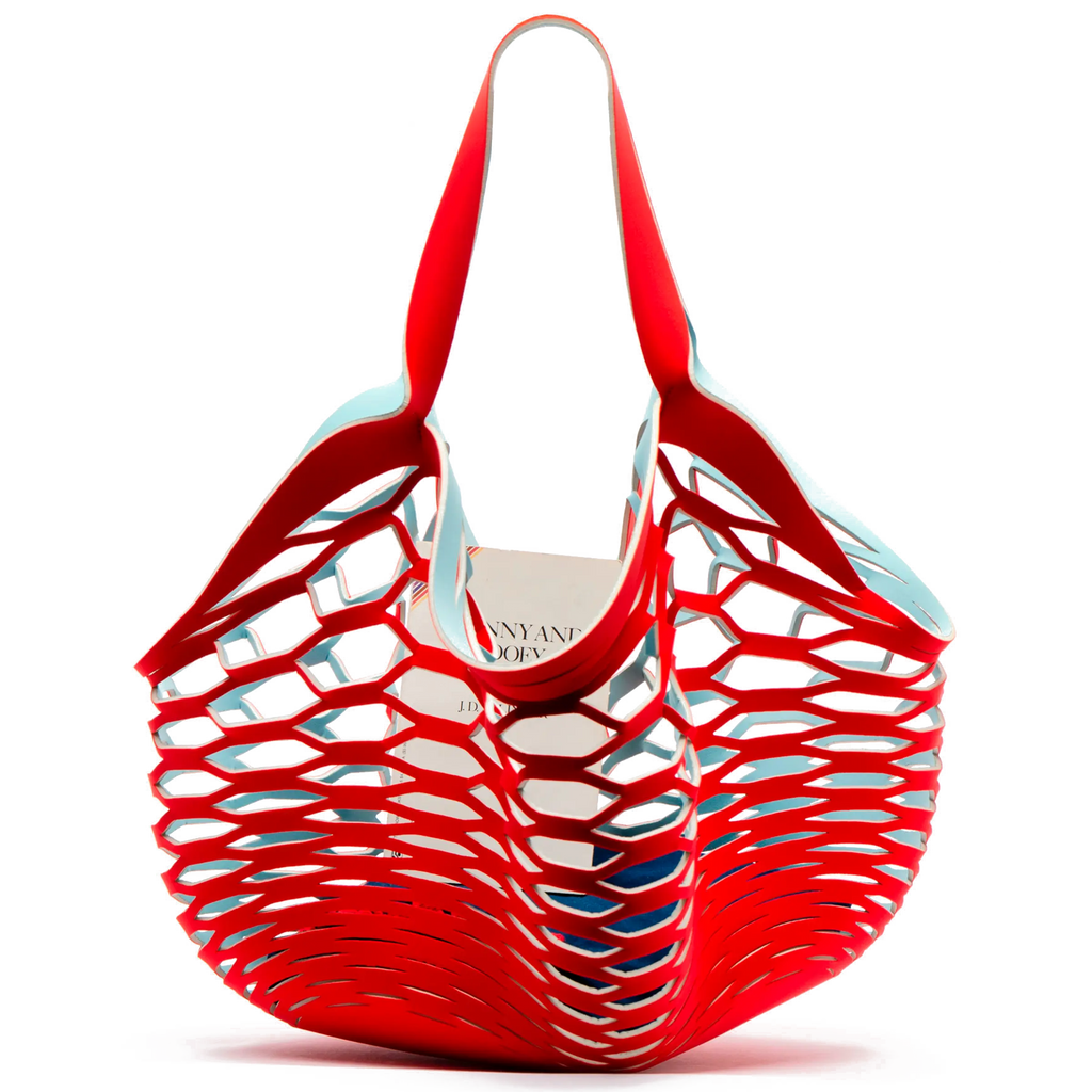 FRANCES VALENTINE LIGHT BLUE/ RED - FISHERMAN'S TOTE Sea Star Beachwear
