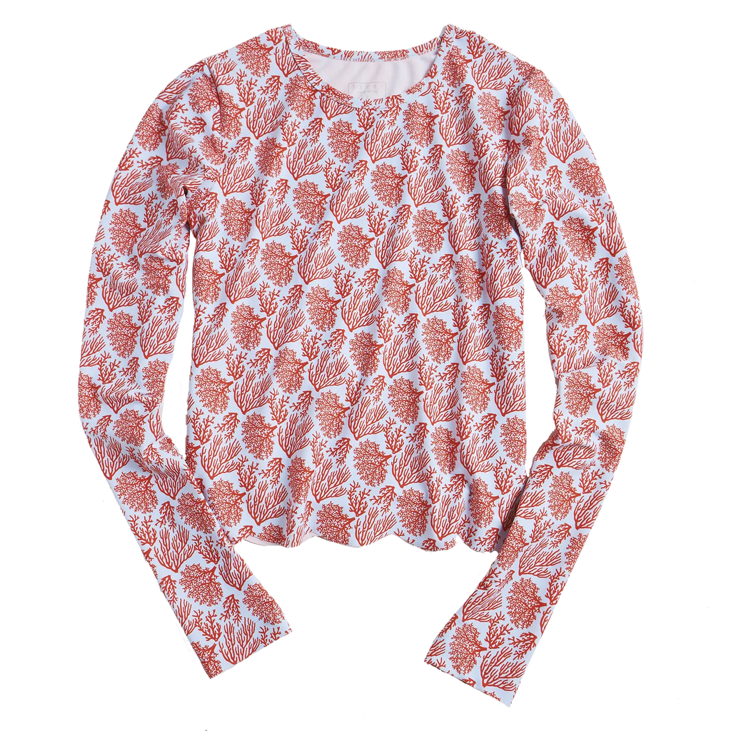 COVER SWIM ORANGE COASTAL CORAL  - WOMENS SCALLOP CUT SWIM T-SHIRT Sea Star Beachwear