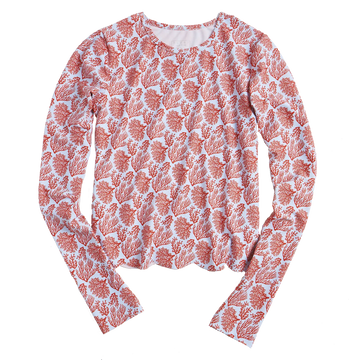 COVER SWIM ORANGE COASTAL CORAL  - WOMENS SCALLOP CUT SWIM T-SHIRT Sea Star Beachwear